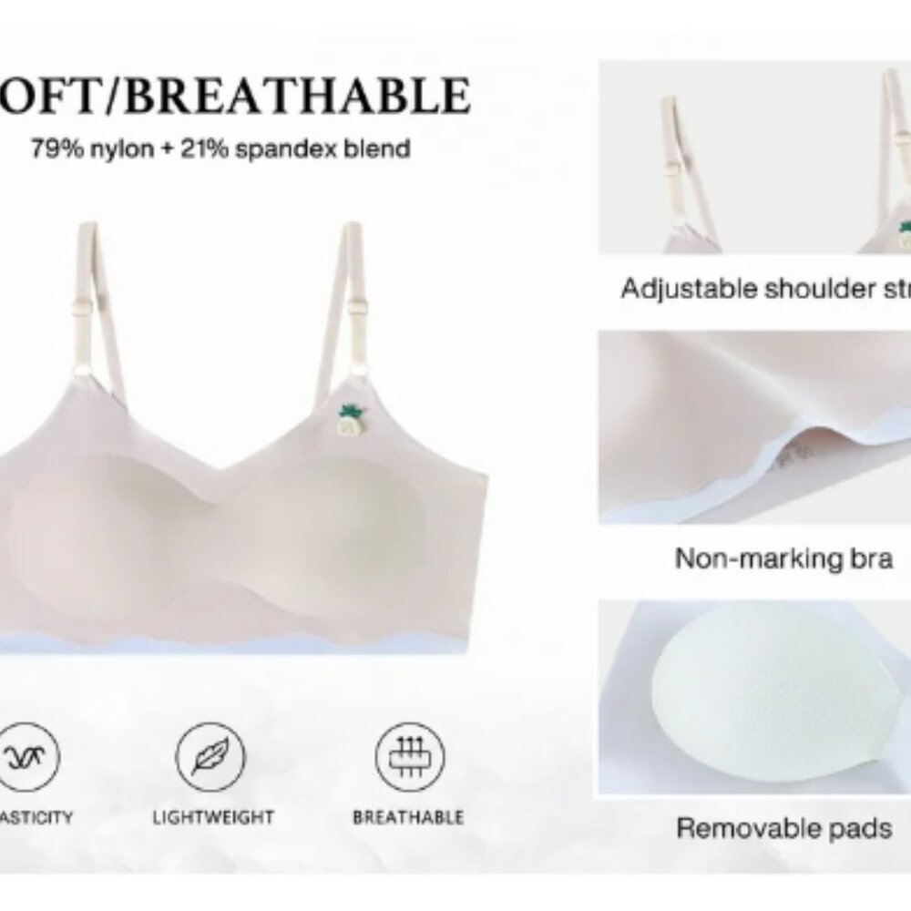 Girls Training Bra 3 Pack Cotton Sports Seamless Cami for Teens 10-14 - NEW - L - Picture 4 of 8